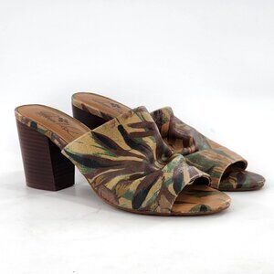 PATRICIA NASH Poema Floral Leather Open Toe Casual Mule Sandals